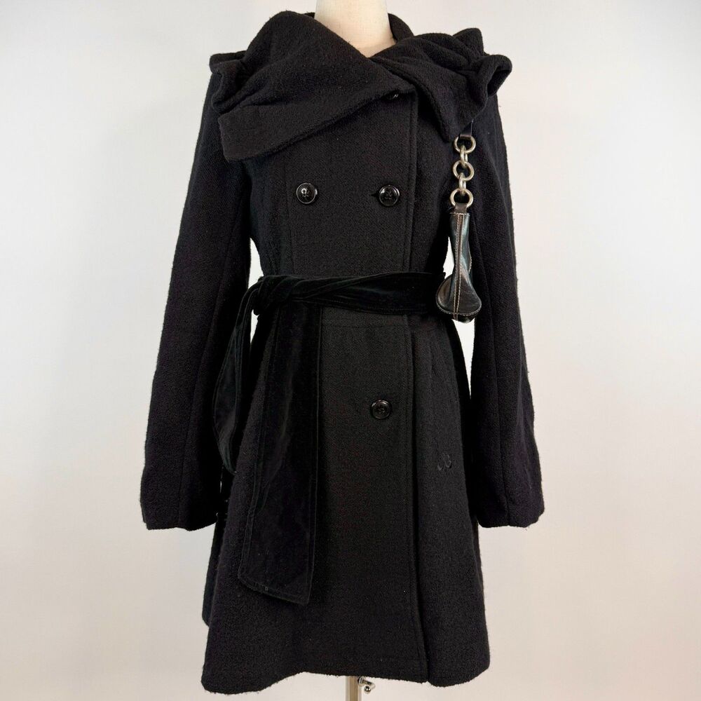 Dereon By Beyonce Y2K Black Double Breasted Coat Exaggerated Collar Size M